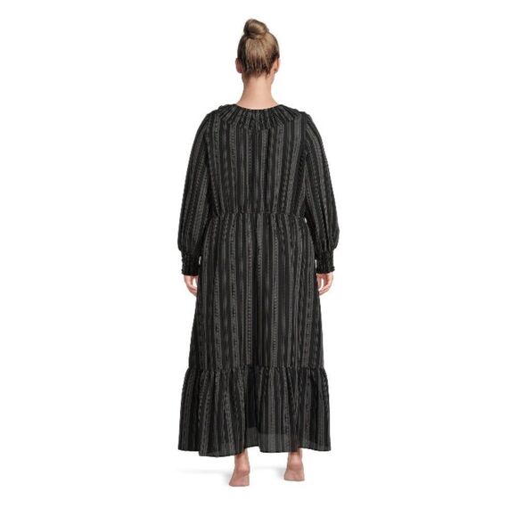 Women's Plus Peasant Tiered Long Sleeve Maxi Dress, Size 3X - Picture 5 of 6
